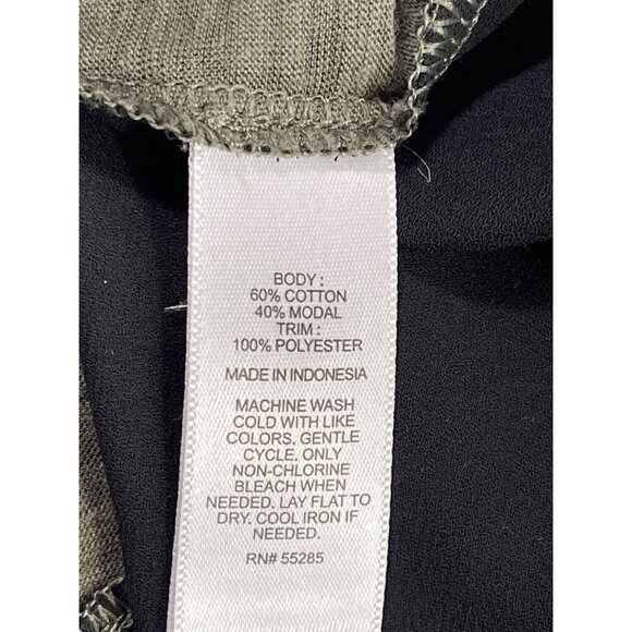 Express Two Tone High Low Hem Short Sleeve Tee Top Olive Black Size M - Picture 4 of 5